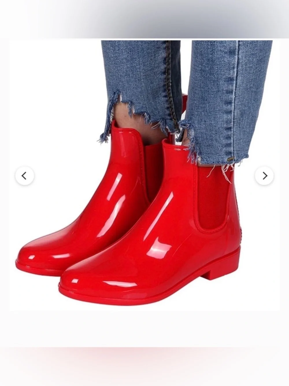 Lauren Ralph Lauren Red Rubber Chelsea Boots Tally Bo Rai Size 7B